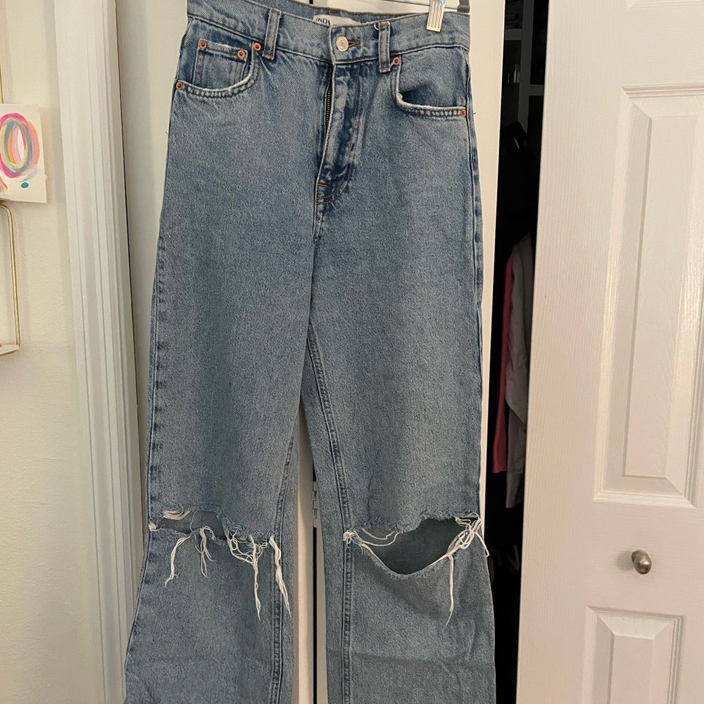 ZARA HIGH RISE WIDE LEG JEANS